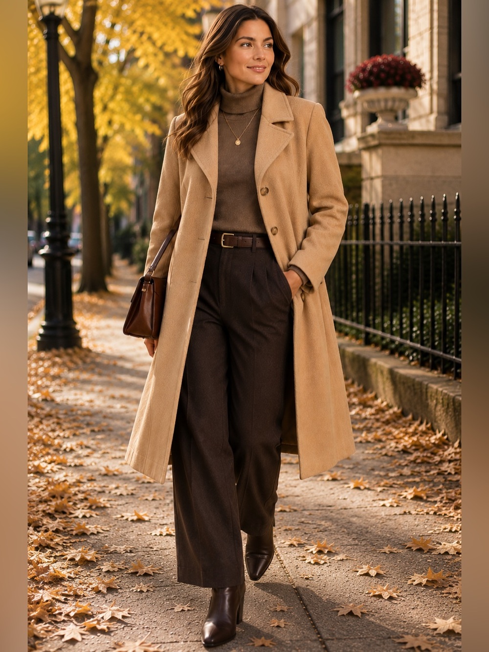 Marvin Richards Camel Wool Coat | 100% Wool | Classic Tailored Long Coat Medium